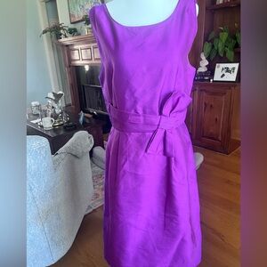 Kate Spade Midi Purple Silk Dress Size 10 | Bow Waist Sleeveless Spring Wedding